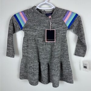 Andy & Evan Toddler Girls Tiered Dress Grey Stripes Size 2T Long Sleeve NWT Soft